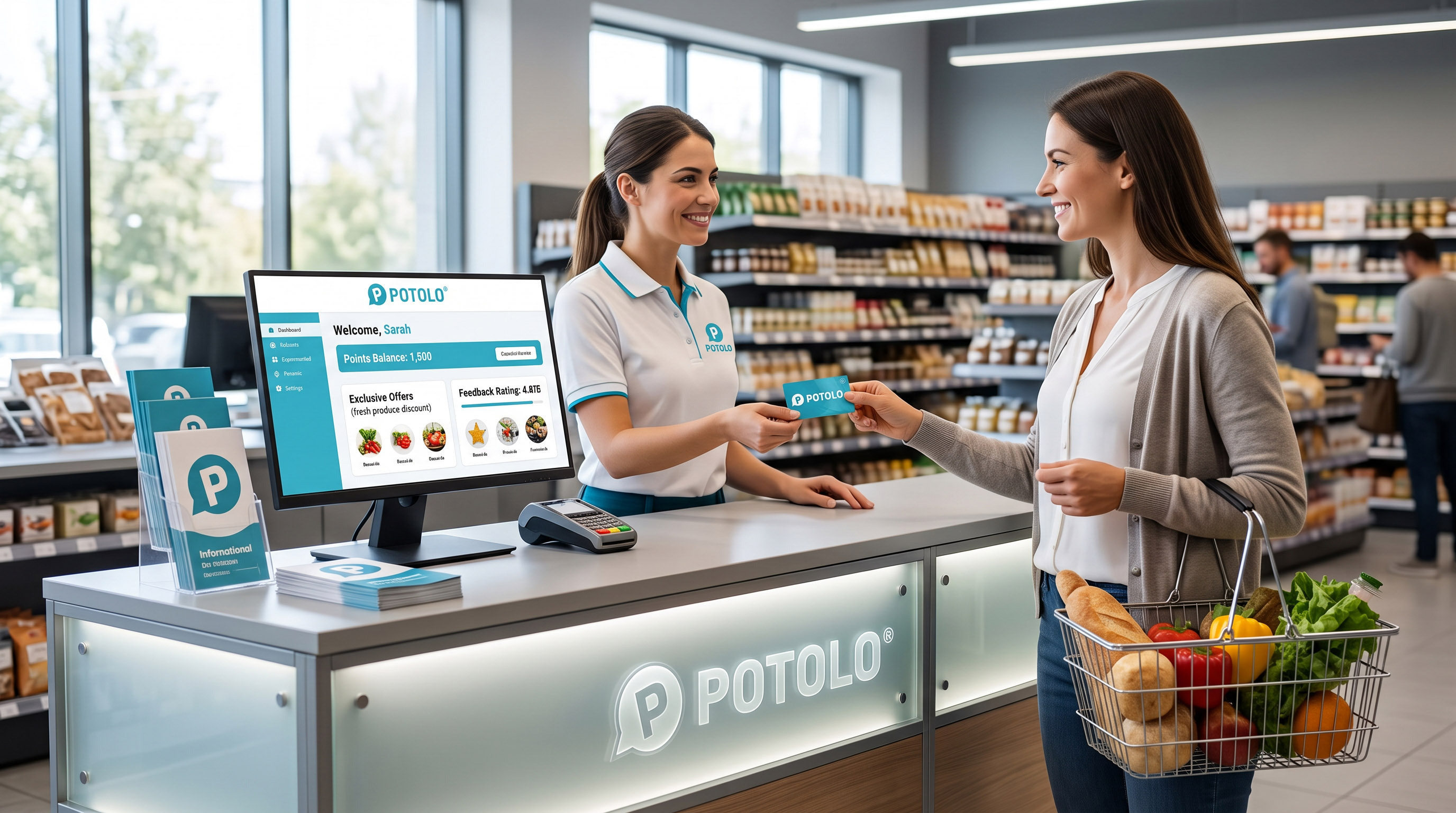 Potolo partner supermarket serving a loyal customer at the counter